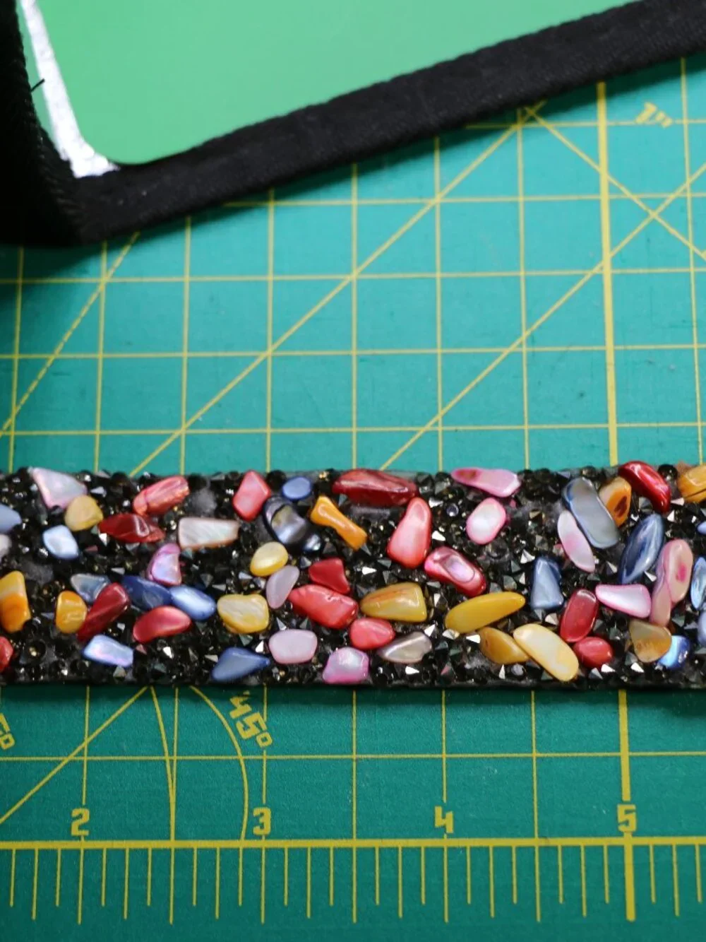 Multicolored beaded Wide Bracelet Magnetic Handmade Faux Chipped Gemstone 7 in
